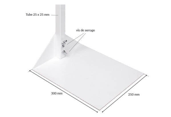 Potence Décobarre® spécial podium télescopique métal blanc - Longueur 1,25 m