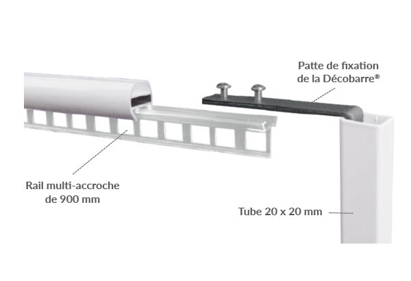 Potence Décobarre® spécial podium télescopique métal blanc - Longueur 1,25 m