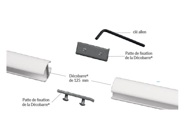 Potence Décobarre® spécial podium télescopique métal blanc - Longueur 1,25 m
