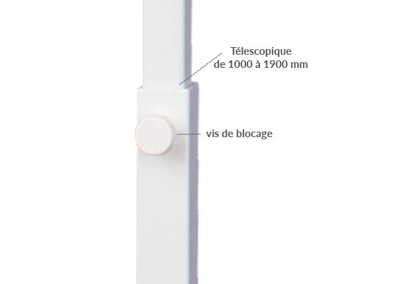 Potence Décobarre® spécial podium télescopique métal blanc - Longueur 2,50 m