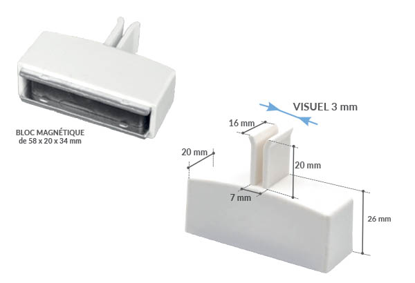 Bloc porte fronton magnétique Promobase® à poser - Pour 1 panneau de 3 mm
