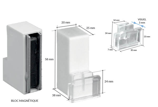 Porte-fronton Promobase® murale droit magnétique panneau 3 mm