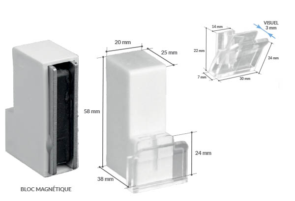 Porte-fronton Promobase® murale inclinée magnétique panneau 3 mm