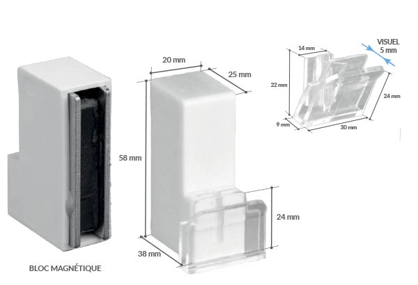 Porte-fronton Promobase® murale inclinée magnétique panneau 3 mm