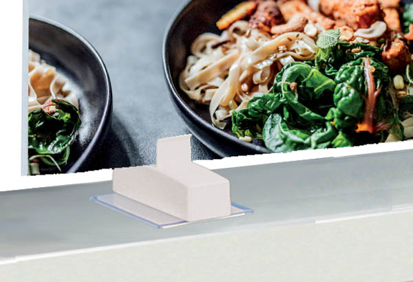 Bloc porte-fronton adhésif Promobase® + clip droit à poser - 1 panneau de 3 mm