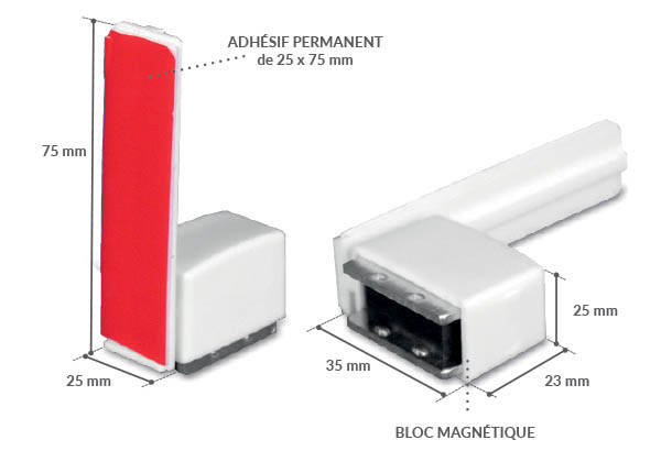 Promobase® blanche adhésive permanente base magnétique 75 mm