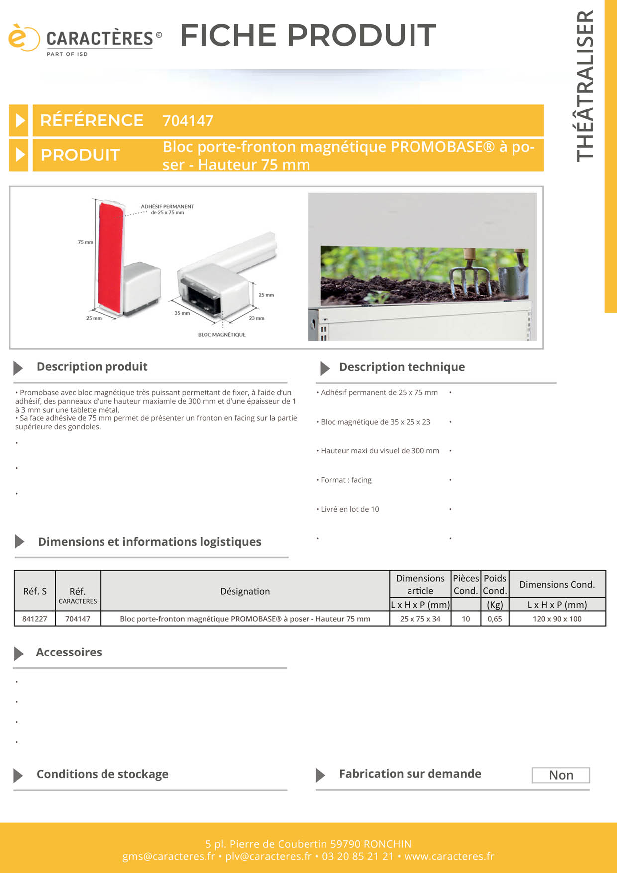 Promobase® magnétique avec adhésif à poser - Hauteur 75 mm
