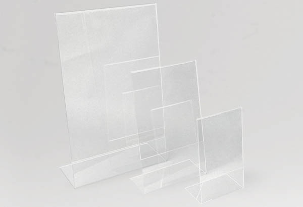 Porte-visuel incliné en acrylique transparent - Format A6 - Vertical