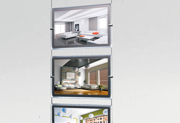 Kit de fixation Plafond lumineux avec 4 porte affiches A4 horizontales