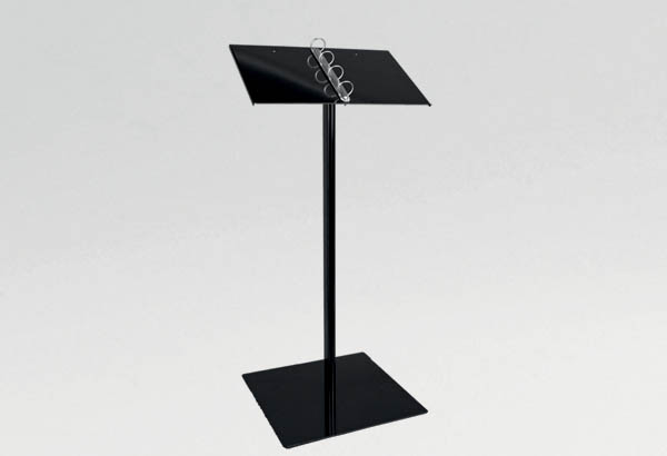 Pupitre sur pied en métal laqué noir avec anneaux - 2 formats A4 verticaux