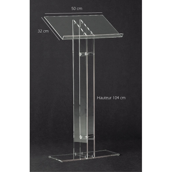 Pupitre sur pied en plexi sans anneaux - 2 formats A4 verticaux