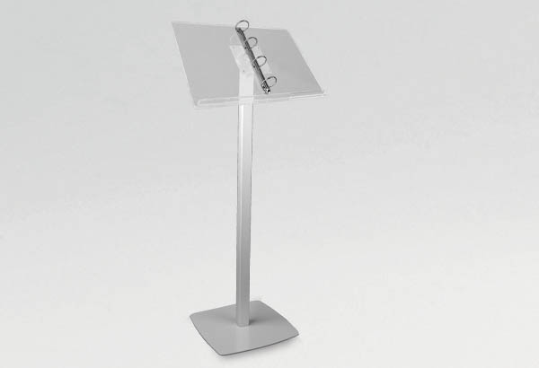Pupitre sur pied en plexi et métal avec anneaux - 2 formats A4 verticaux