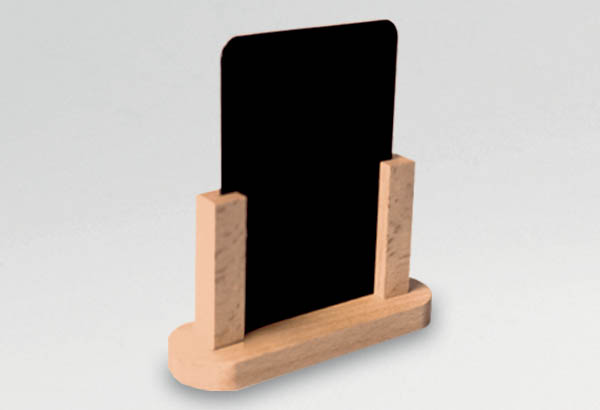 Chevalet de table 2 faces en bois de hêtre et ardoisine - Format A6 - Vertical