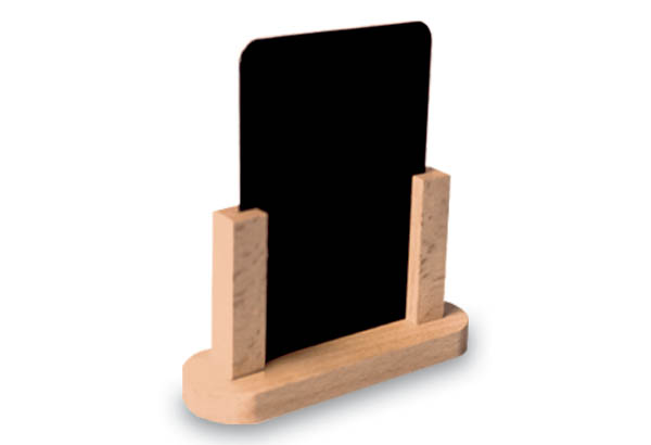 Chevalet de table 2 faces en bois de hêtre et ardoisine - Format A6 - Vertical