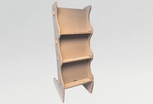 Présentoir de sol à poser en bois - 3 tablettes de 450 x 100 mm