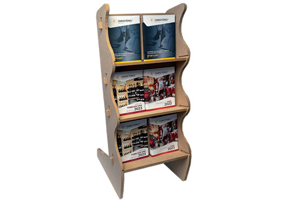 Présentoir de sol à poser en bois - 3 tablettes de 450 x 100 mm