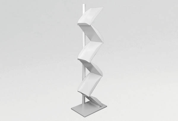 Porte brochures zig-zag en métal gris - 6 tablettes A4
