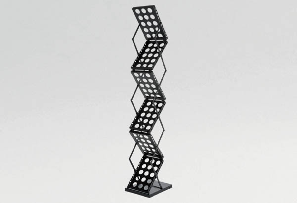 Porte-brochures zig-zag en métal noir - 6 tablettes A4