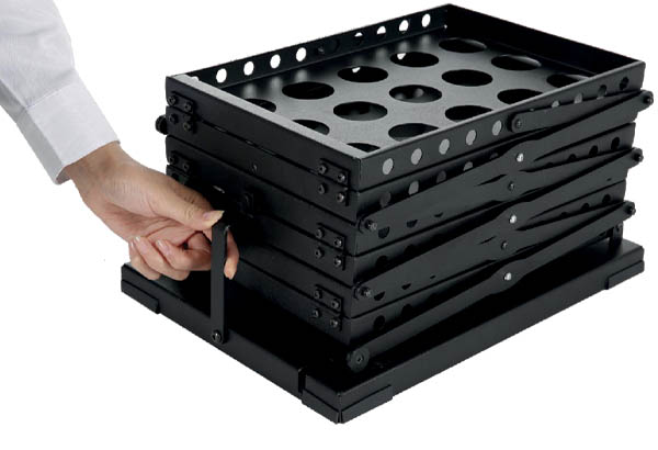 Porte brochures zig-zag en métal noir - 6 tablettes A4