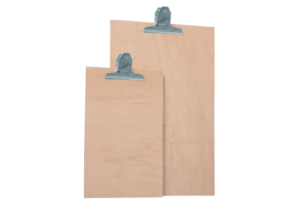 Plaque porte-visuel en bois contreplaqué avec pince - Format A4