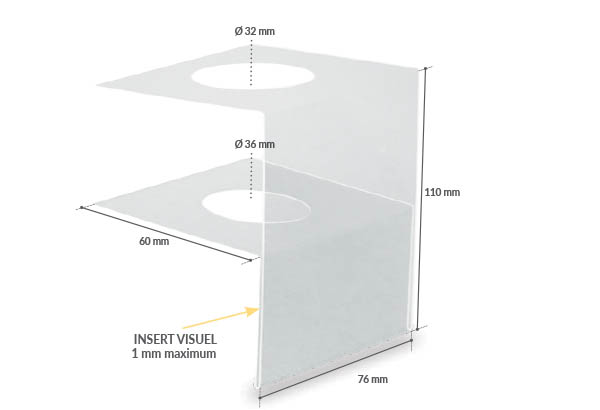 Porte étiquette format A7 en PVC transparent pour bouteille de Ø  32 mm max
