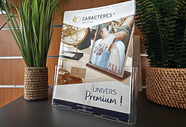 Porte-brochures 1 bac à poser en polystyrène - Format A4