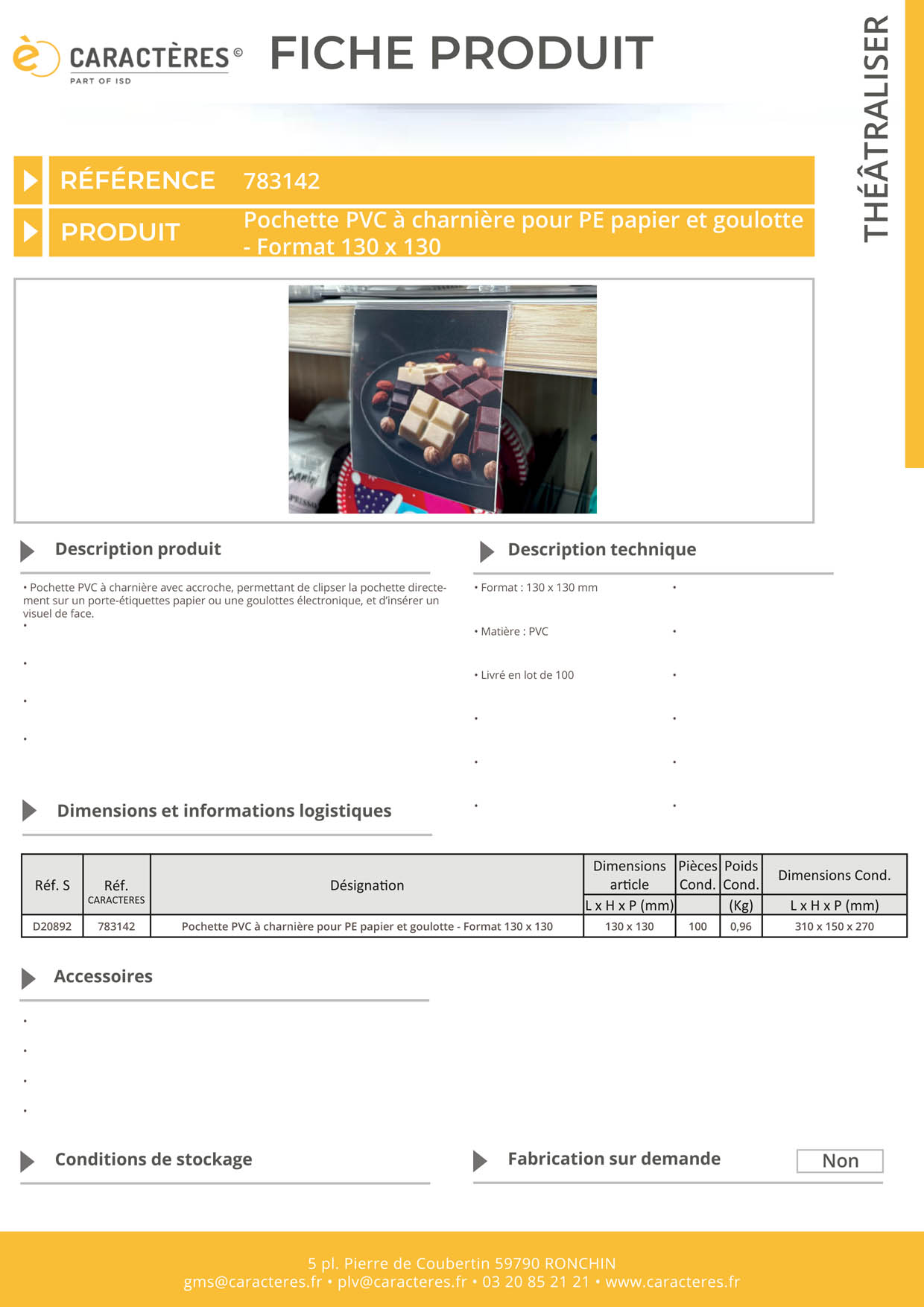 Pochette à charnière de 130 x 130 mm - Porte étiquettes papier et goulotte