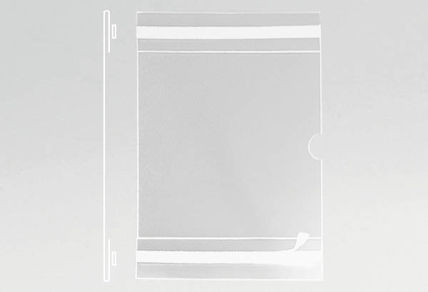 Pochette adhésif perm PVC transparent avec onglet - Format A7 - Horizontal