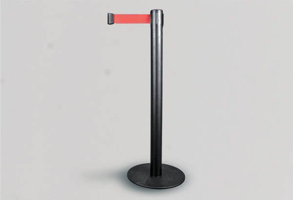 Kit poteau de 950 mm avec sangle rouge de 2 m et socle noir de Ø 360 mm