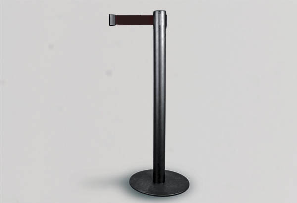 Kit poteau de 950 mm avec sangle noire de 2 m et socle noir de Ø 360 mm