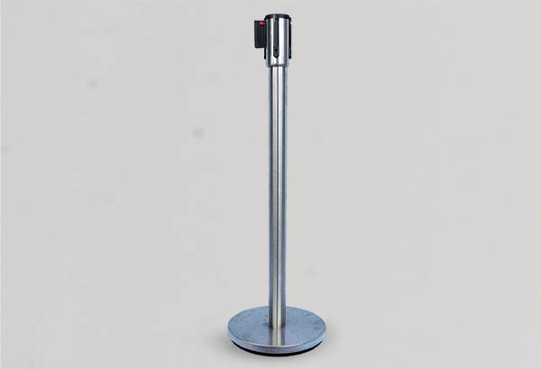 Kit poteau de 935 mm avec sangle noire de 2.7 m et socle chromé de Ø 300 mm