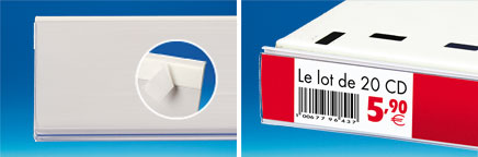 Porte-étiquette extrudé fond blanc mousse Adh. au dos 73 x 1000 mm Porte-étiquette extrudé fond blanc mousse Adh. au dos 73 x 1000 mm