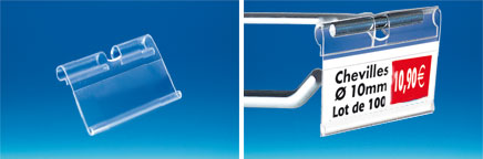 Porte-étiquette broche extrudé transparent 30 x 52 mm encoche 8 mm