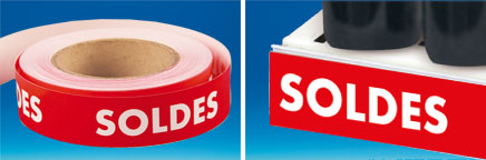 Bande déco porte-étiquette papier "Soldes" 38 mm x 50 m