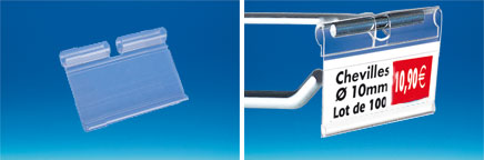 Porte-étiquette broche extrudé transparent 30 x 50 mm encoche 7 mm