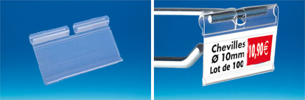 Porte-étiquette broche extrudé transparent 30 x 70 mm encoche 7 mm