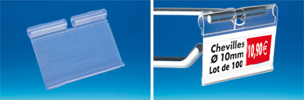 Porte-étiquette broche extrudé transparent 40 x 55 mm encoche 8.5 mm