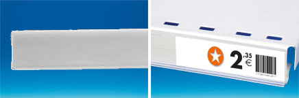 Porte-étiquette extrudé fond blanc Adh. au dos 30 x 1330 mm
