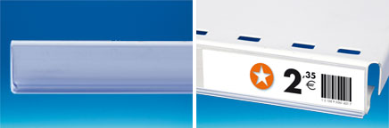 Porte-étiquette extrudé fond blanc Adh. au dos 26 x 1330 mm