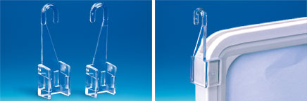 Crochet ouvert de suspension fixation latérale pour cadre PVC