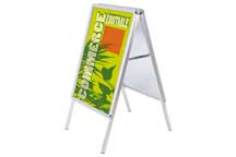 Chevalet cadre clippant aluminium 2 faces coins ronds A0