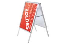 Chevalet cadre clippant aluminium sous abris 2 faces coins ronds A1