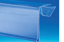 Porte-étiquette tablette en bois éxtrudé transparent à clipser 40 x 1000 mm