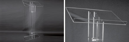 Pupitre sur pied en plexi sans anneaux - 2 formats A4 verticaux