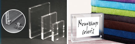 Porte visuel 2 faces en plexi transparent - Format A4 - Vertical ou Horizontal