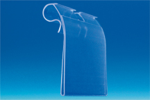 Porte-étiquette broche extrudé transparent courbe 40 x 65 mm encoche 10 mm
