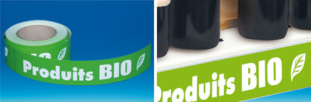 Bande déco porte-étiquette papier "Produits BIO" 38 mm x 50 m