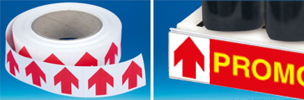 Bande déco porte-étiquette électro "Flèche rouge sur fond blanc" 34 mm x 50 m