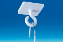 Crochet ouvert PVC blanc Adh. permanent - 23 x 23 mm