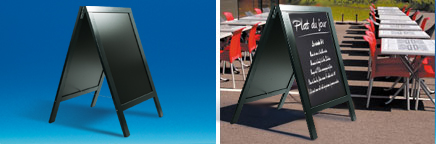 Chevalet cadre bois noir exterieur 133 cm ardoise de 73.5 x 97 cm